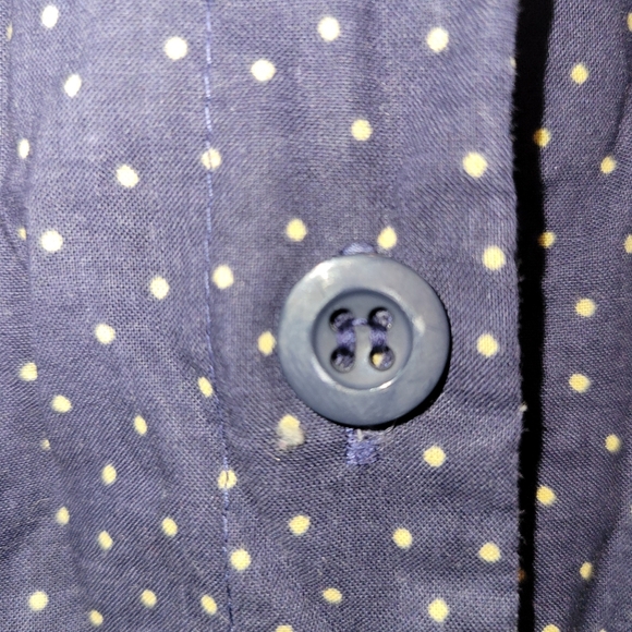 Laura Ashley vintage 3/4 sleeve polka dot midi dress blue yellow size 10 - Picture 9 of 12